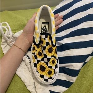 checkerboard sunflower vans